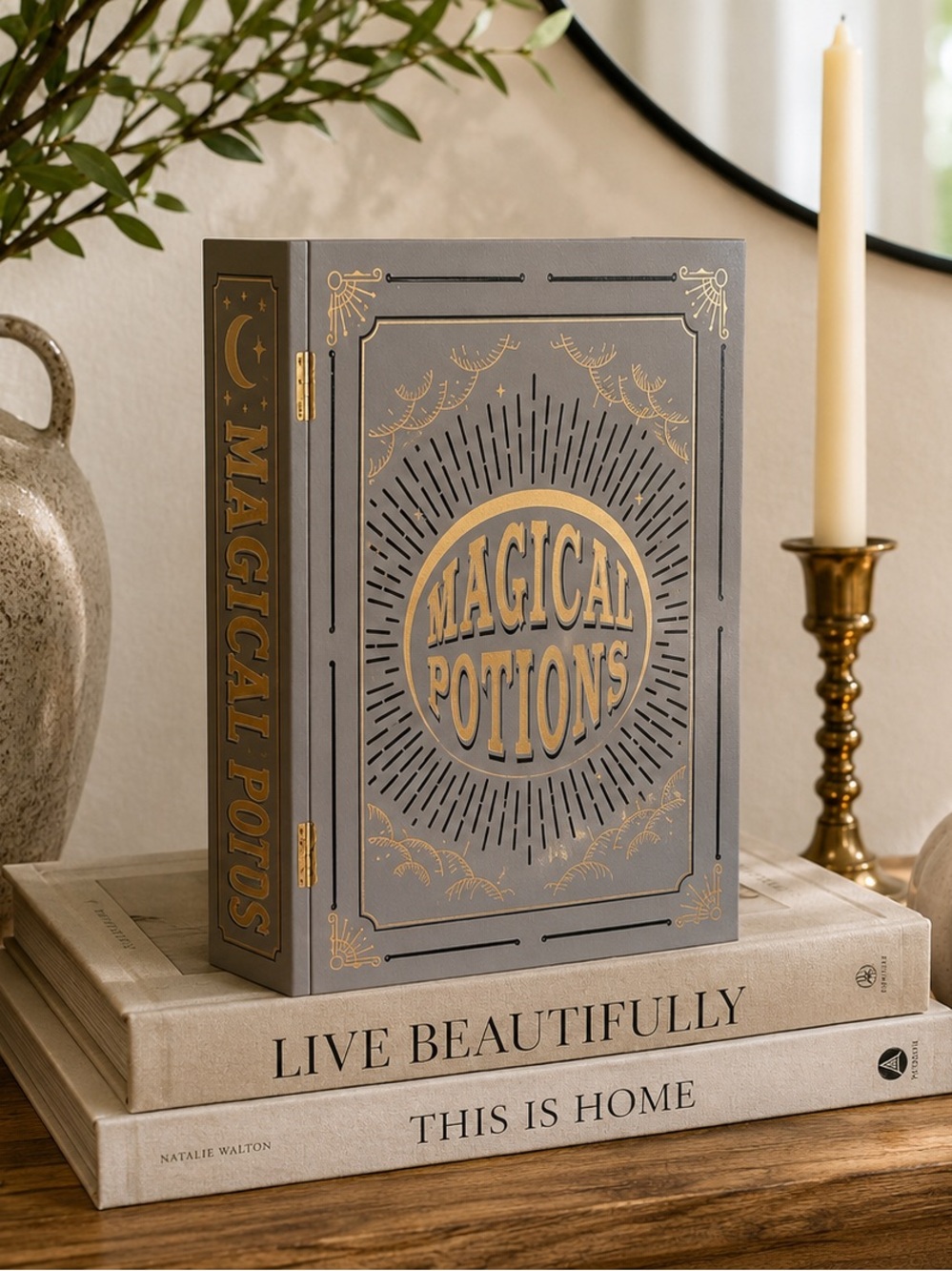Target Bullseye Magical Potions Decorative Book Box - Gray and Gold